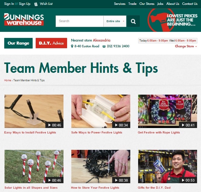 Bunnings Christmas Content Marketing