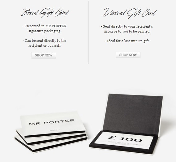 Mr Porter Gift Card Options