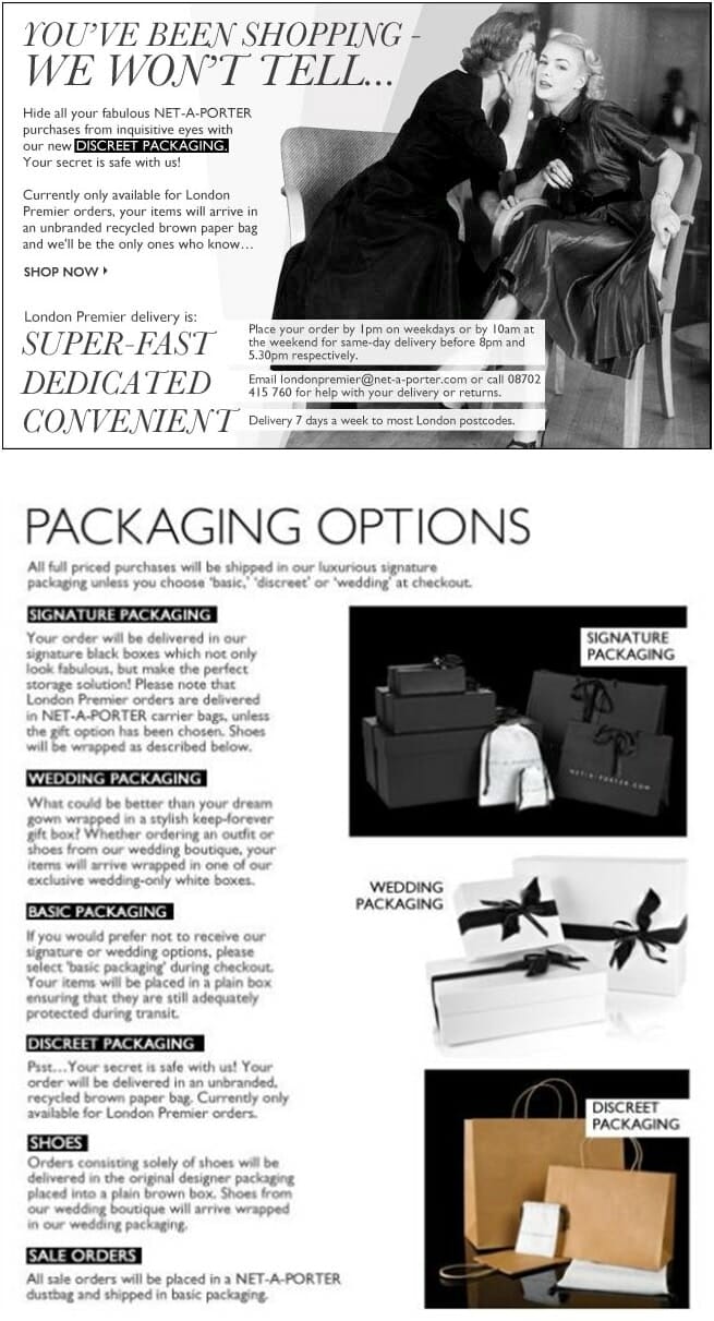 Net A Porter Ecommerce Packaging Options