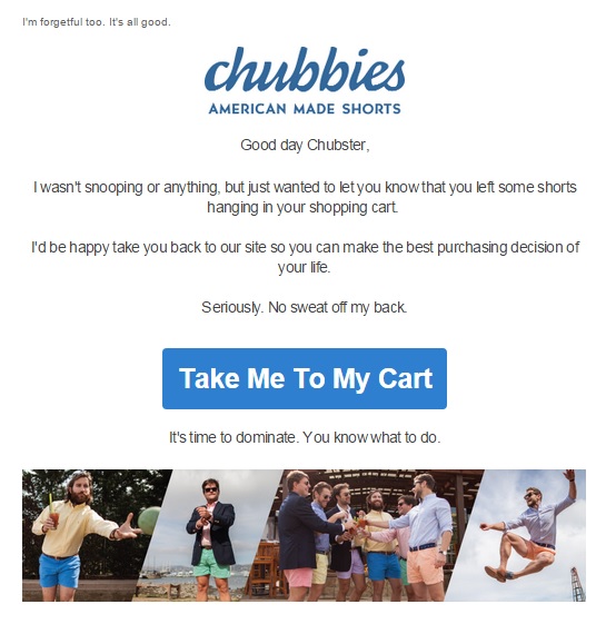 Chubbies Cart Abandonment Email