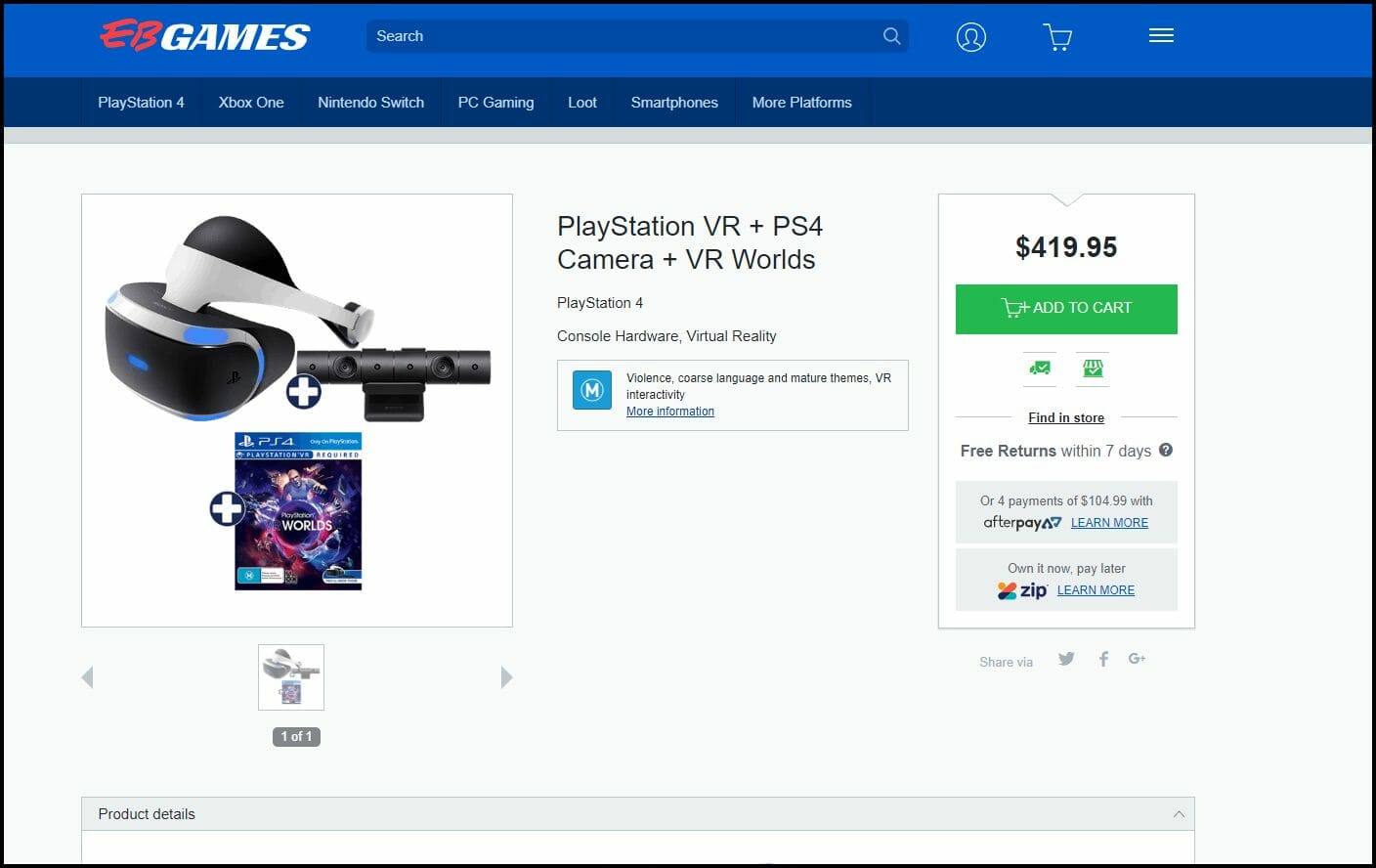 Playstation Vr Product Page