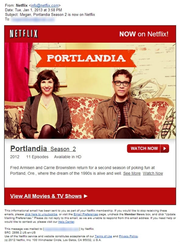 Netflix Ecommerce Email Marketing Personalisation