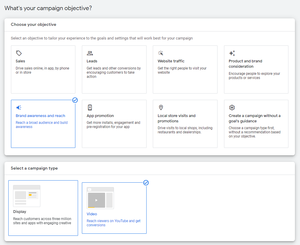 Select Your Campaign Objective And Type